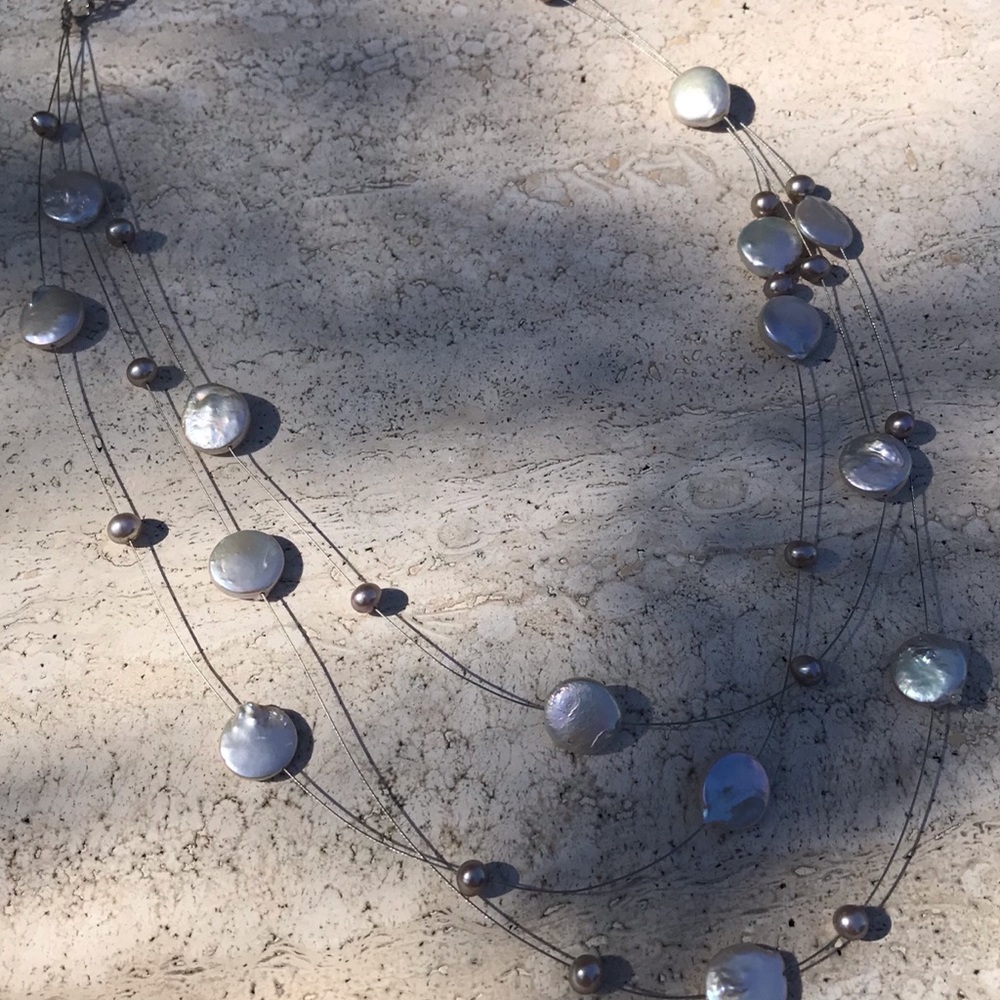 Floating Cultured coin pearl necklace Beautiful - Picture 5 of 6